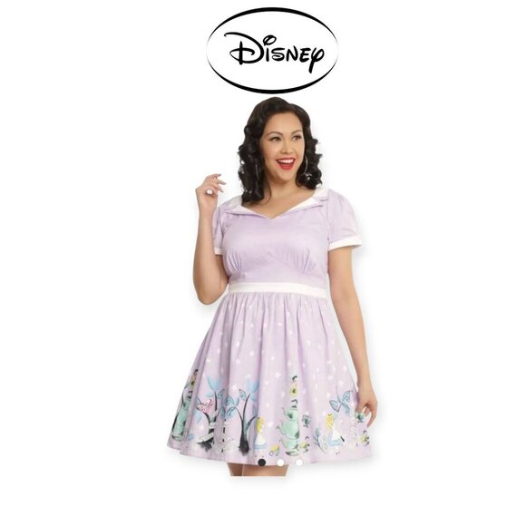 Hot Topic Retro Disney Alice In Wonderland lavender Collared Dress size M - Picture 1 of 16